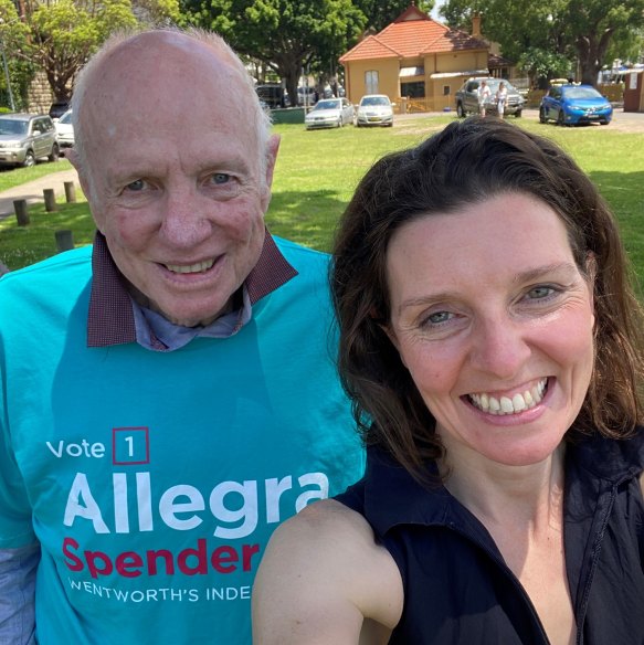 With her dad John Spender, a former federal MP, who was too ill to attend her maiden Canberra speech.