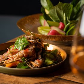 Gregory Island prawns and lemongrass relish.