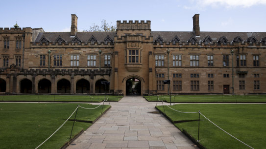Ghost town: The near-empty University of Sydney campus.
