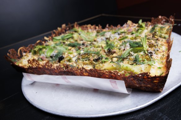 The Detroit-style Green Square pizza.