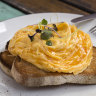 Cafe-style folded eggs on toast.