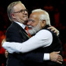 Prime Minister Anthony Albanese with Narendra Modi during the Indian PM’s Australian visit last year.