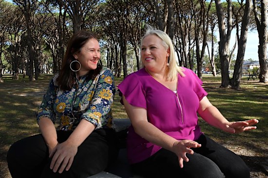 Peaceful Bayside Party founder & Bayside councillor Heidi Lee (left) with Georges River Council Deputy Mayor & Georges River Residents and Ratepayers Party representative Elise Borg (right) at Cook Park in San Souci, NSW. September 5, 2024. Photo: Kate Geraghty