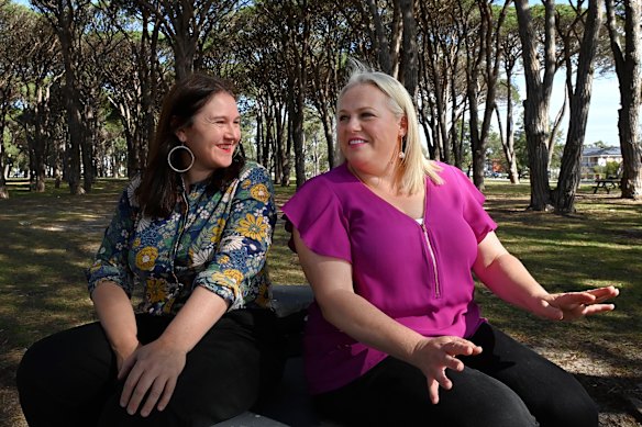 Peaceful Bayside Party founder & Bayside councillor Heidi Lee (left) with Georges River Council Deputy Mayor & Georges River Residents and Ratepayers Party representative Elise Borg (right) at Cook Park in San Souci, NSW. September 5, 2024. Photo: Kate Geraghty