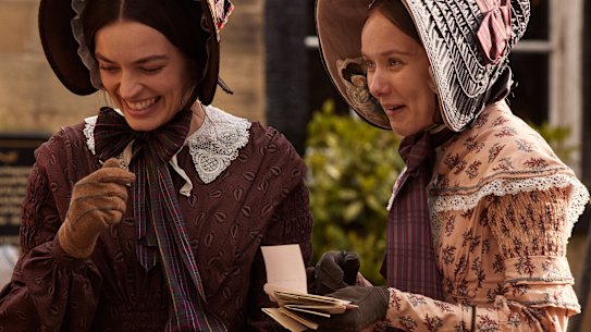 Sister act: Emma Mackey (centre) as Emily Bronte.