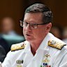 Chief of the Defence Force Admiral Mark Hammond speaking during a Senate estimates hearing on Thursday.