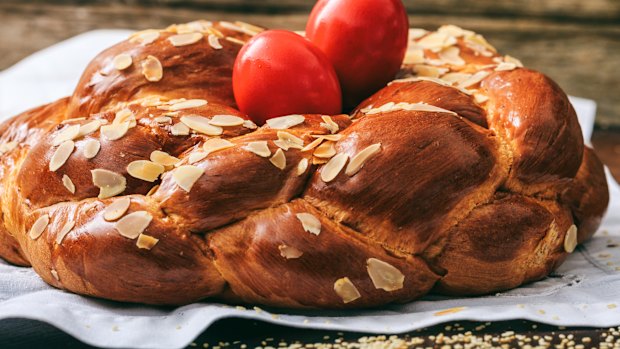 After 40 days of fasting, food - especially tsoureki (sweet bread) and red dyed eggs - are a big part of Greek Orthodox Easter. 
