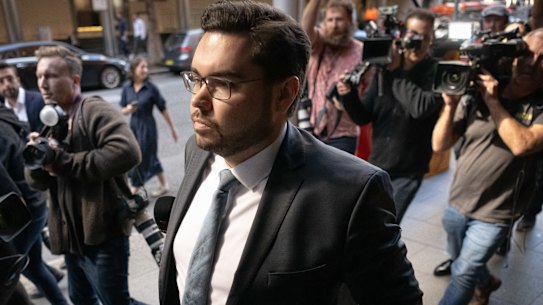 Bruce Lehrmann departs court after losing his defamation case against Network Ten and Lisa Wilkinson.