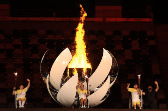 The flame is lit during the opening ceremony of the Paralympic Games on Tuesday night.