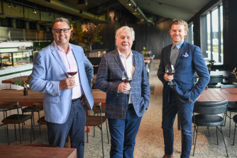Gerry Ryan (centre) with son Andy Ryan (right) and Tim Ford of Treasury Wine Estates.