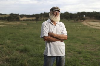 John Ive on his Merino sheep property in the Yass Valley, NSW Southern Tablelands.
