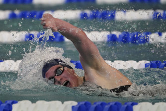 Lia Thomas competes in the 500m freestyle finals at the NCAA Championships in March.