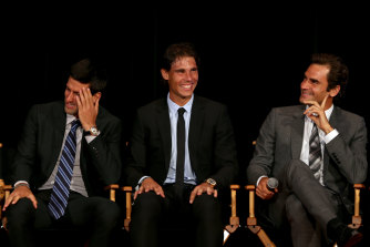 Novak Djokovic, Rafael Nadal and Roger Federer, pictured here in 2013, are tied on 20 grand slams apiece.