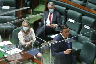 Victorian Premier Daniel Andrews in Parliament on the day the bill for new pandemic laws was presented.