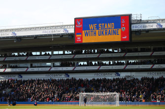 The main screen at Selhurst Park before Crystal Palace’s Premier League game against Burnley.