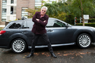 Greedy Smith from Mental as Anything with his car in Killara, Sydney in 2017.