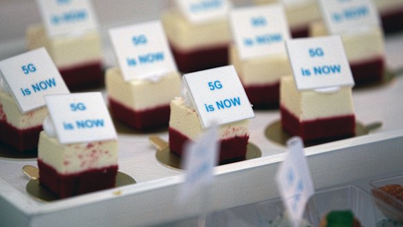 On message: Huawei promotes 5G at an event in Beijing last week.