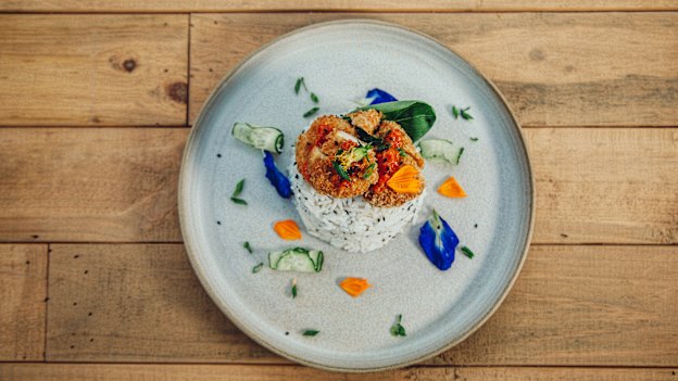 Meat alternatives such as these “chicken bites” – made from chicken cells cultured in foetal bovine serum and mixed with plant-based ingredients – are increasingly featuring on food menus. 