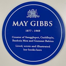 The blue plaque to be unveiled at Nutcote cottage on Saturday.