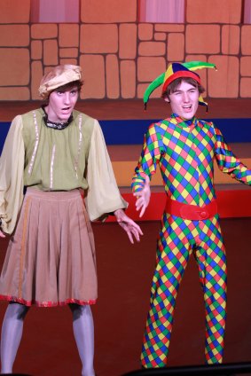 Elliot Cleaves as Minstrel, left,  and Jack Morton as Jester in <i>Once Upon a Mattress</i> Photo: Jenny Watson.