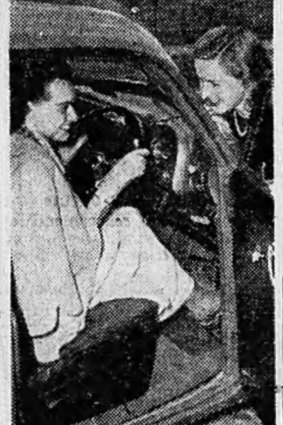 Mrs John Darymple at the wheel of the new Holden, with her sister-in-law, Miss June Darymple.