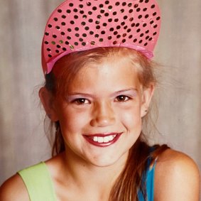 Sarah Harris, aged 10, in the sequin cap that said: “I have arrived!”