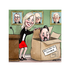 Back in the box: AusPost chief executive Christine Holgate and outgoing head Phil Dalidakis