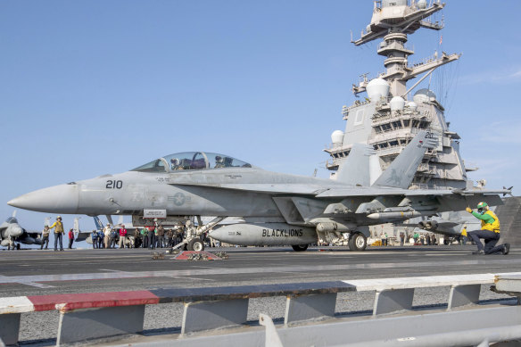 The USS Gerald R. Ford aircraft carrier is one of two deployed to the region.