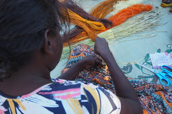 Over the next few days, colourful baskets, mats and jewellery started 
to take form.