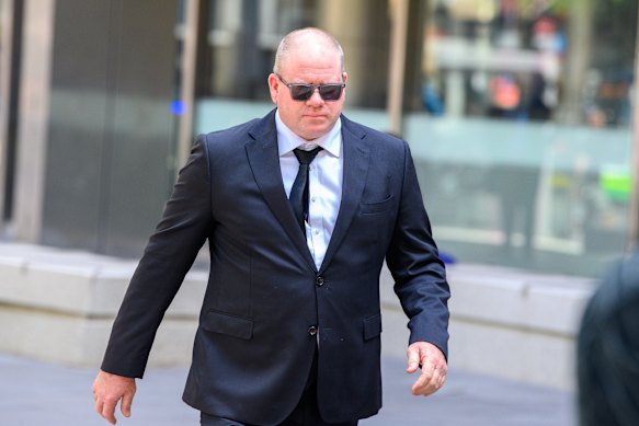 Former AFL player Nick Stevens leaving the County Court in February. 