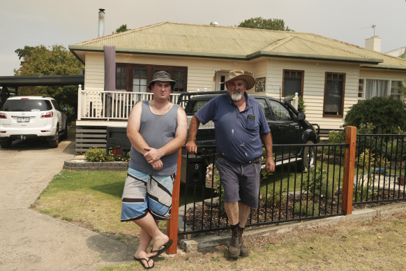 Bruthen residents Matt Hooton with father Len Hooton.