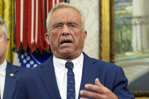 Robert F. Kennedy Jr speaks after being sworn in as Health and Human Services Secretary in the Oval Office.