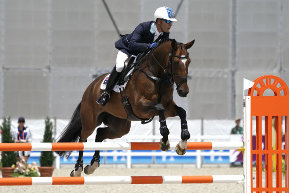 Andrew Hoy competes at a pre-Olympics test event at Tokyo in 2019.