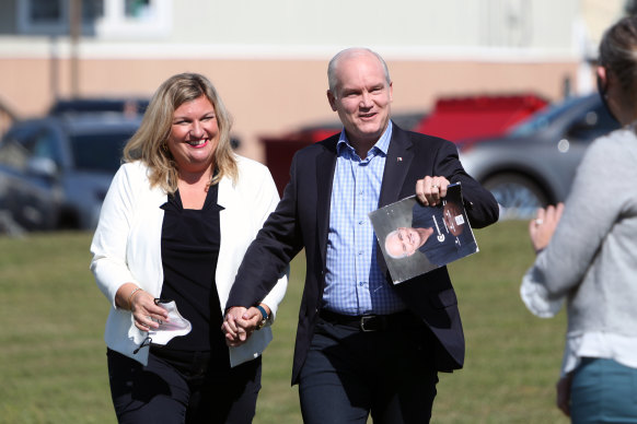 Erin O’Toole, leader of Canada’s Conservative Party, right, and his wife Rebecca O’Toole.