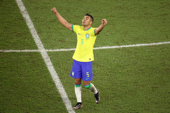 Casemiro after scoring the winner for Brazil.