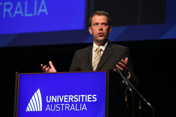 Education Minister Dan Tehan praised universities' response to coronavirus at Universities Australia conference on Wednesday. 
