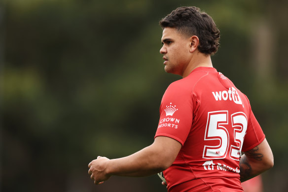Latrell Mitchell did not finish training on Monday because of a groin issue.