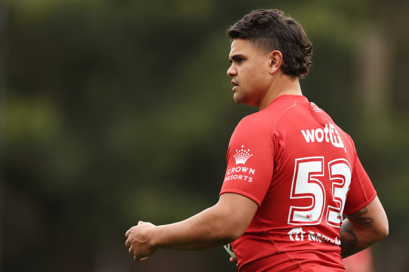 Latrell Mitchell did not finish training on Monday because of a groin issue.