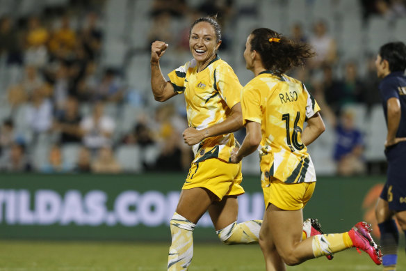 Kyah Simon was in hot form for the Matildas last month.