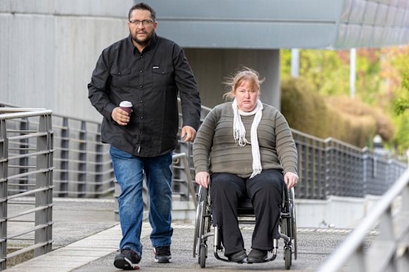 Ruth Dubois (right) arrives at court on Thursday.