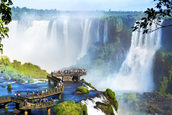 Iguazu Falls on the border of Brazil and Argentina.