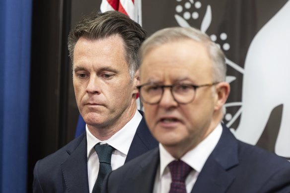 NSW Premier Chris Minns, who has complained about the latest GST carve-up, and Prime Minister Anthony Albanese last year.