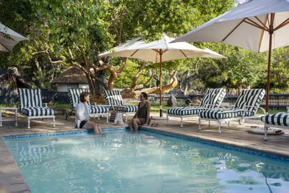 Poolside at the lodge.