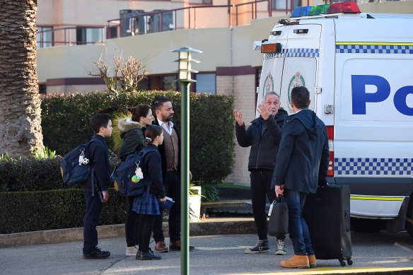 Emergency services attended the apartment complex on Friday.