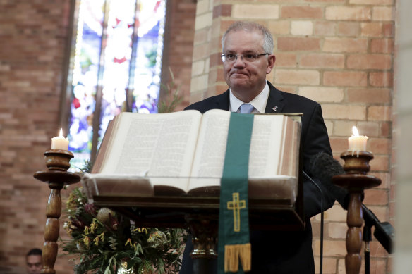 Scott Morrison during an Ecumenical Service to commemorate the commencement of Parliament for 2019.