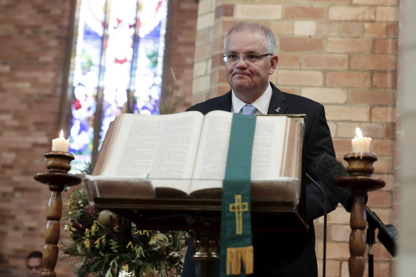 Prime Minister Scott Morrison. The government's religious freedom bill is still a draft.