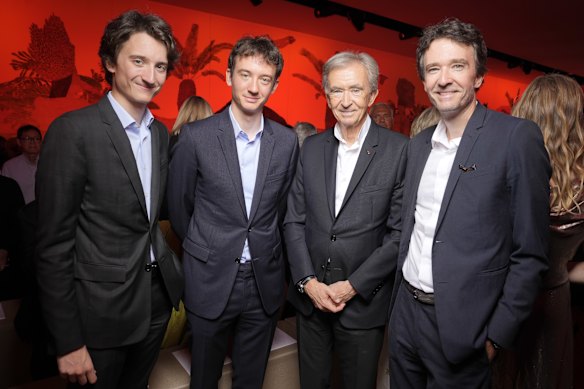 Bernard Arnault and their children (from the left) Jean, Frederus and Anthem.