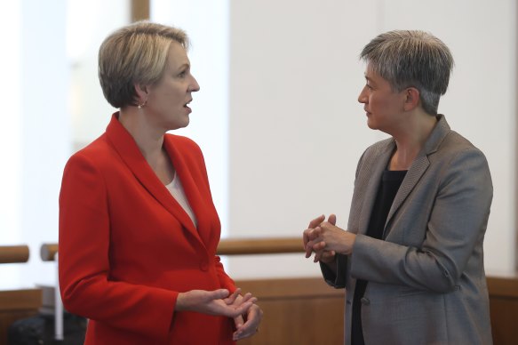 Federal Ministers Tanya Plibersek and Penny Wong in March 2021.