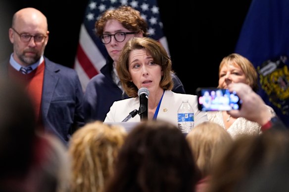 Liberal judge Susan Crawford claims victory in Wisconsin on Tuesday night.