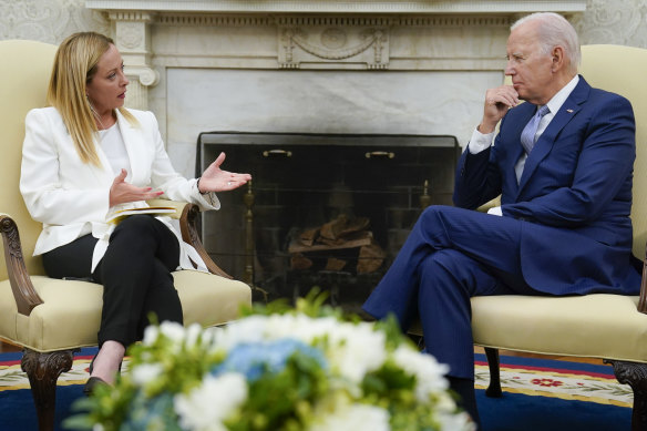 President Joe Biden meets Italian Prime Minister Giorgia Meloni.